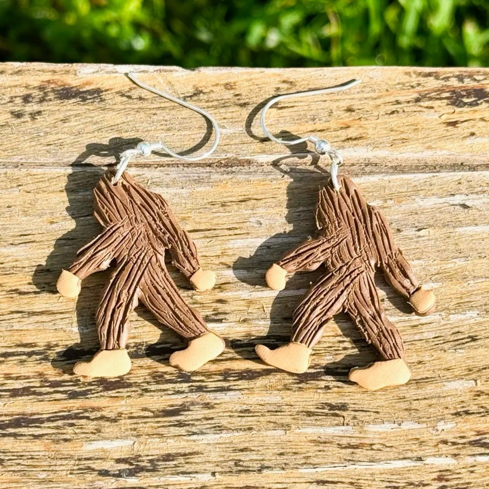 Bigfoot Brown Clay Earrings